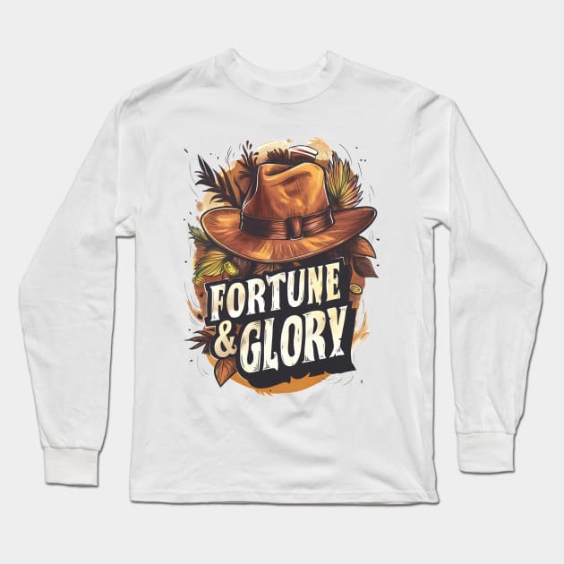 Fortune and Glory - Fedora Hat - Indy Long Sleeve T-Shirt by Fenay-Designs